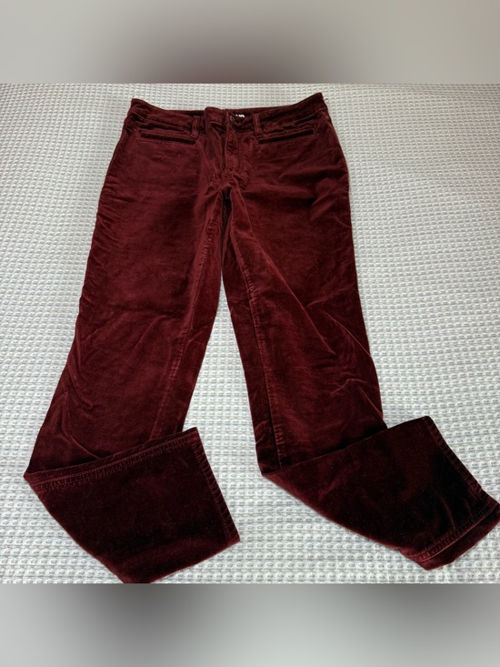 Lands' End Pants - Lands' End Burgundy Cotton/Spandex Mid Ride Slim Tall Velvet Pants - Size 12